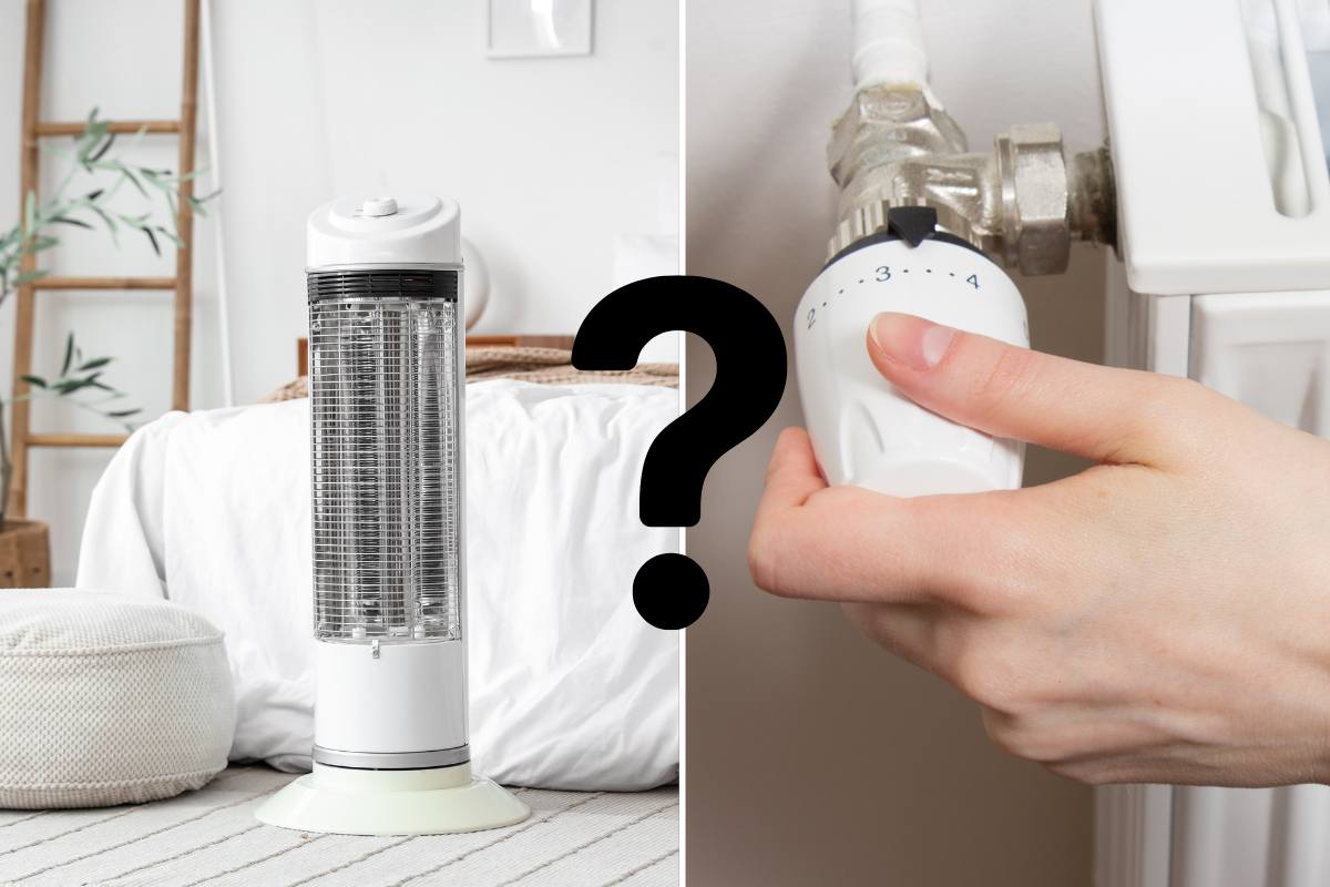 Collage calorifero e termoventilatore: punto interrogativo tra i due