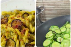 pasta con zucchine e zucchine in padella